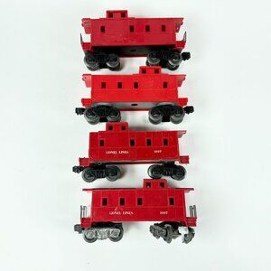 Lionel Lines 1007 O Gauge 4 Vintage Red Caboose Train Cars